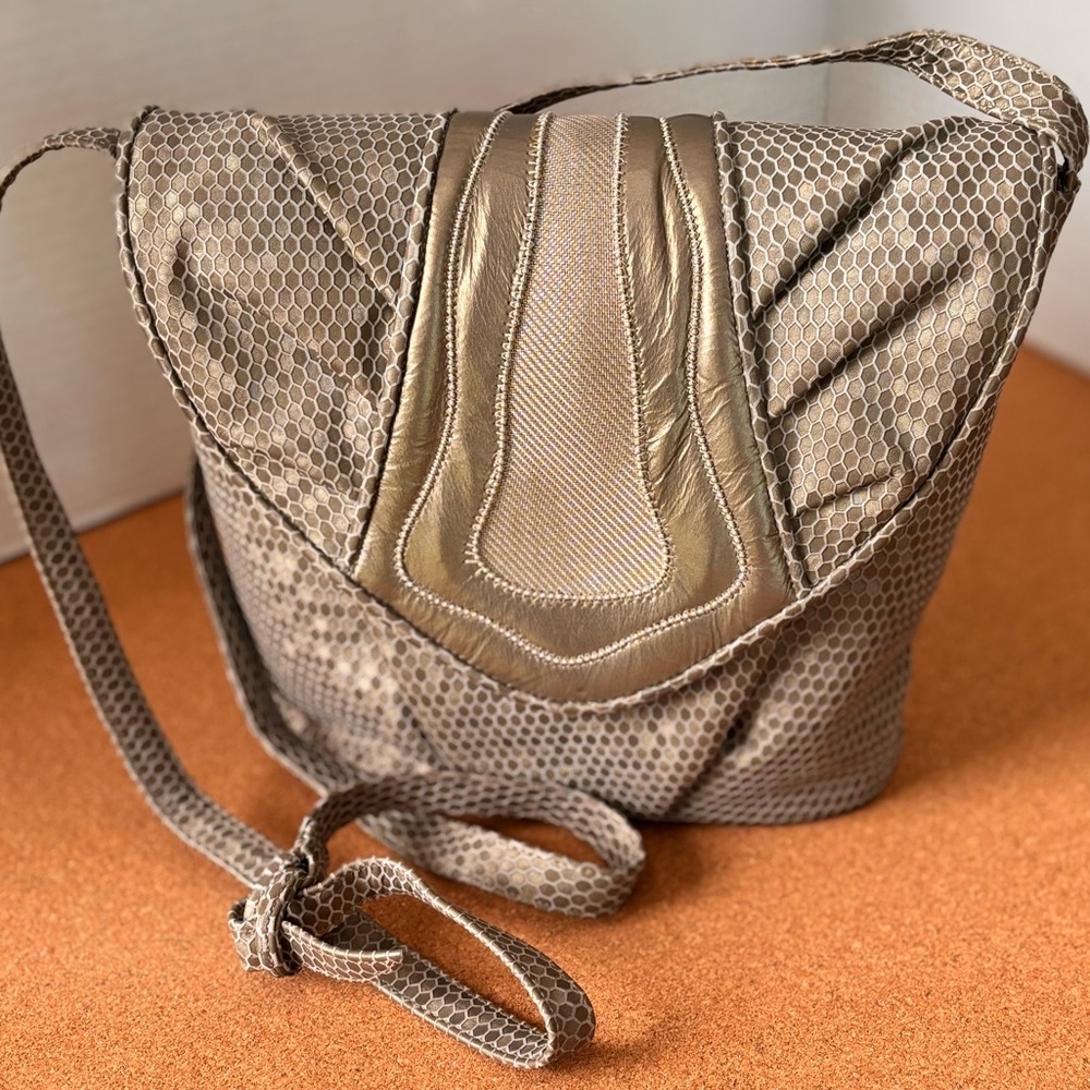 GORGEOUS Sharif grey evening/dress bag,embossed faux python, leather accents